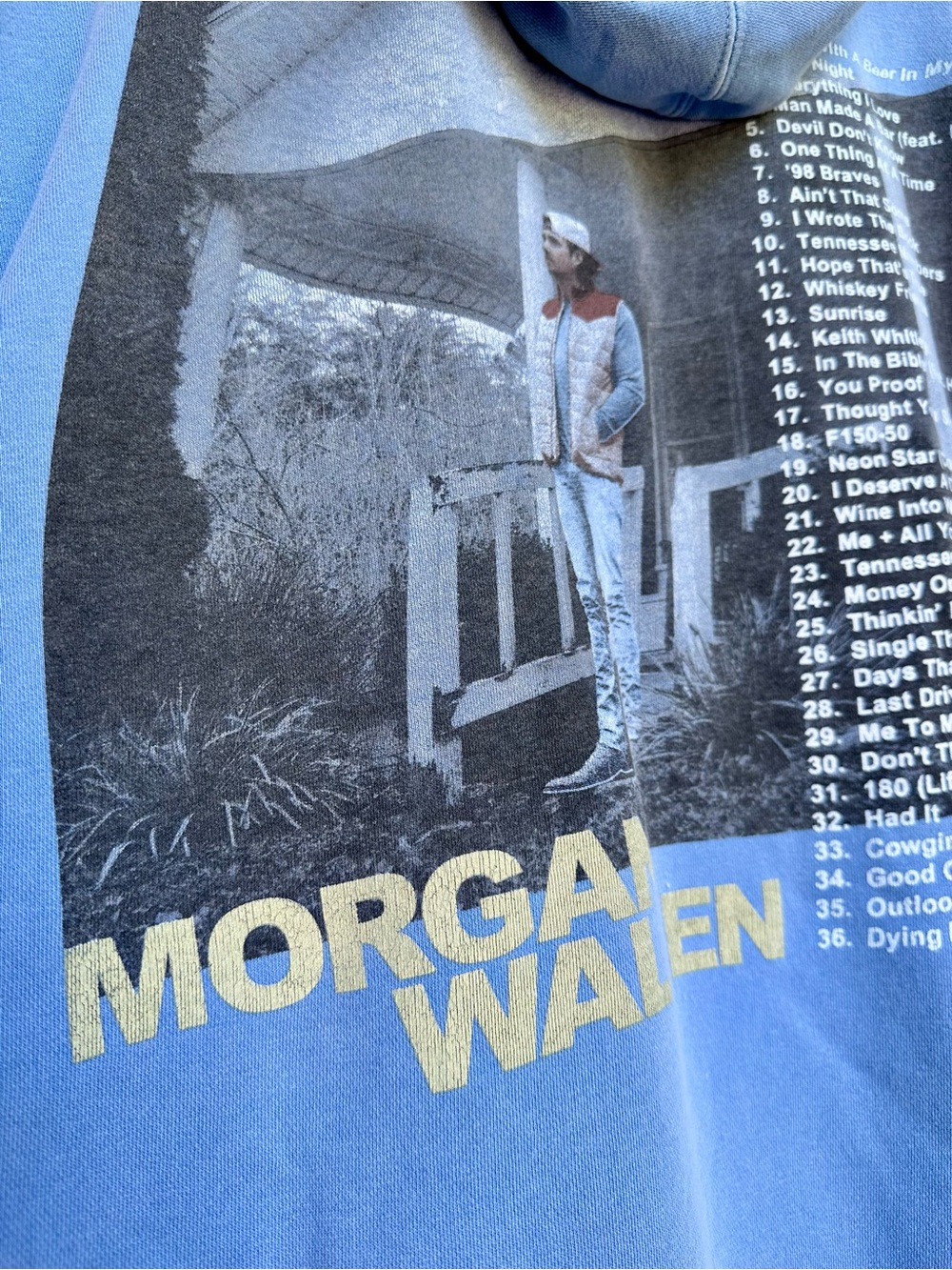 Morgan Wallen Blue Hoodie Size XL One Thing At A Time - Picture 6 of 8